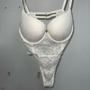 White XL F21 Lace Bodysuit